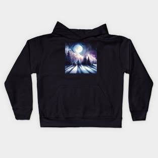 Winter Night and Moon Kids Hoodie